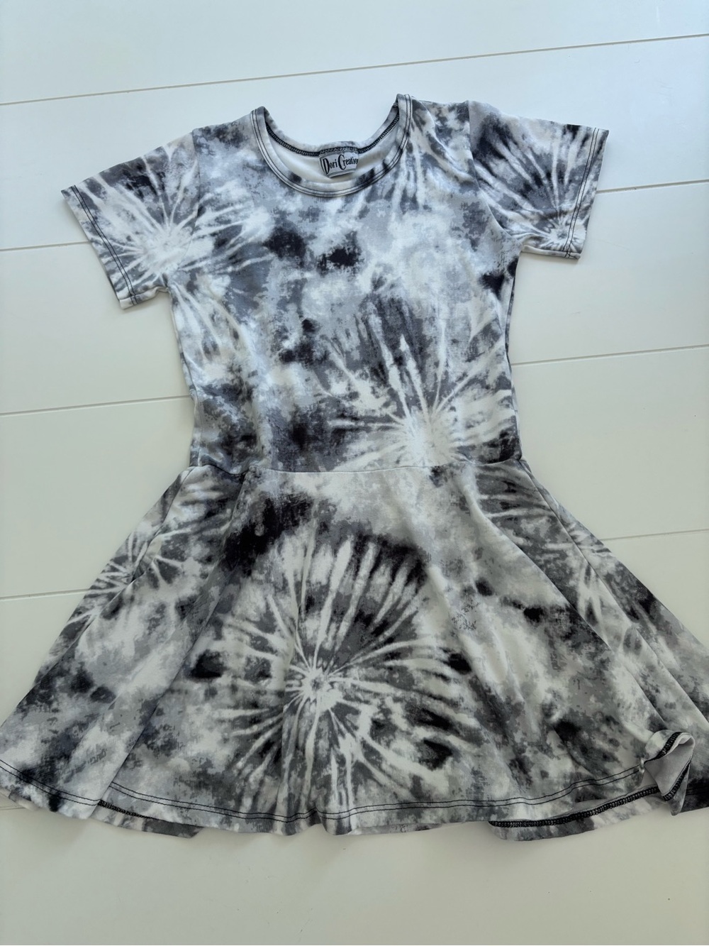 Dori Creations Tie-Dye Short Sleeve Twirl Dress for Kids